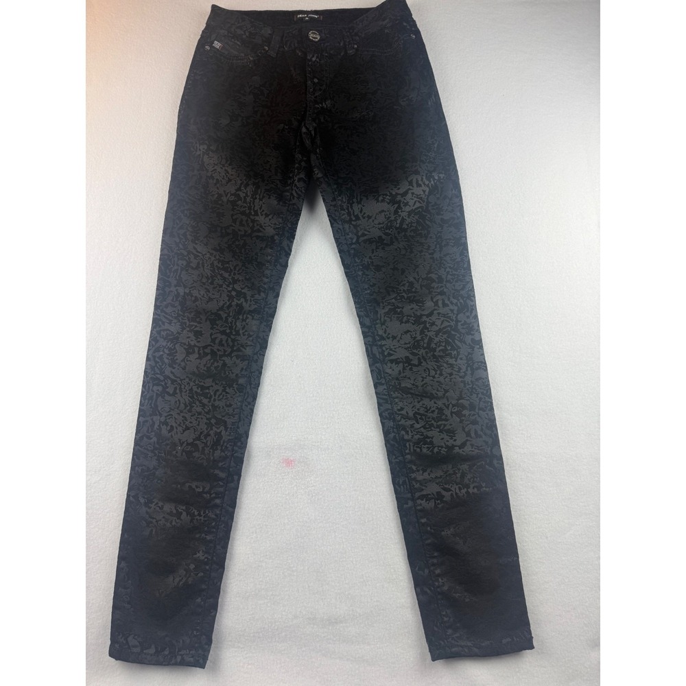 Dear John Denim Jeans Black Floral Jacquard Women's Size 26‎ Skinny Pants